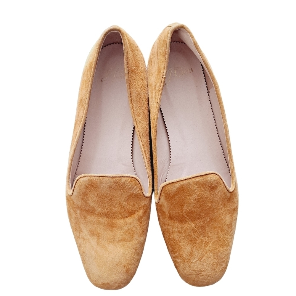 SOLD J. Crew women's Suede Smoking slip on camel tan loafer shoes size 8 - Picture 12 of 15